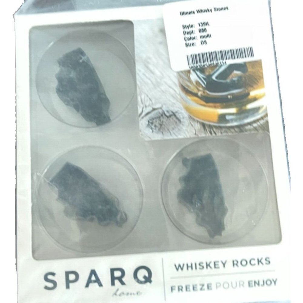 Sparq Home Set of 3 State of Illinois Shaped Whiskey Rocks